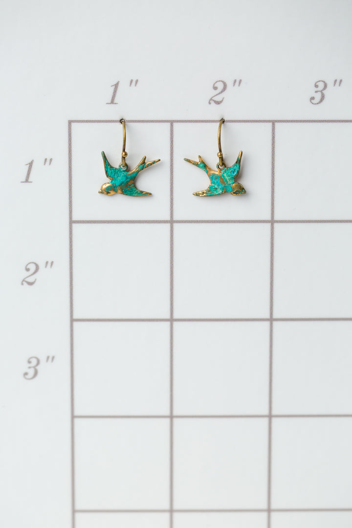 Heron Patina Bird Dangle Earrings