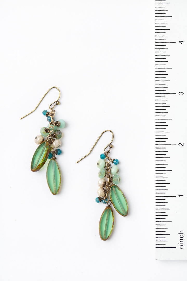 Heron Apatite With Czech Glass Cluster Earrings