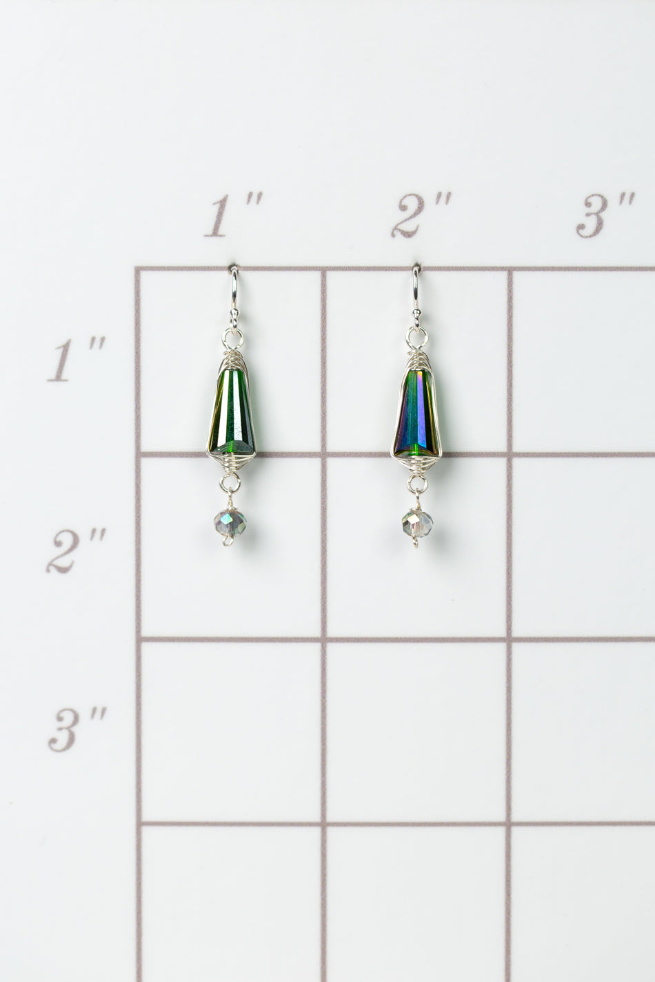 Herringbone Green Crystal Earrings