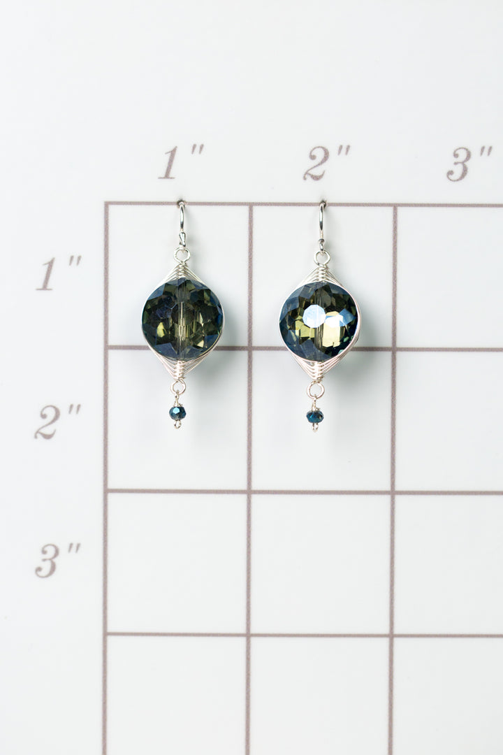 Herringbone Smoky Blue Crystal Herringbone Earrings
