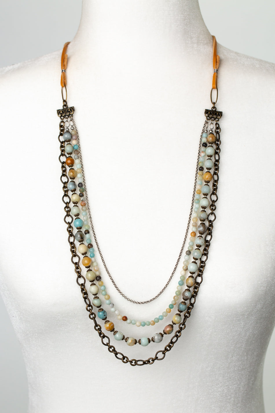 Integrity Adjustable Leather Multistrand Necklace