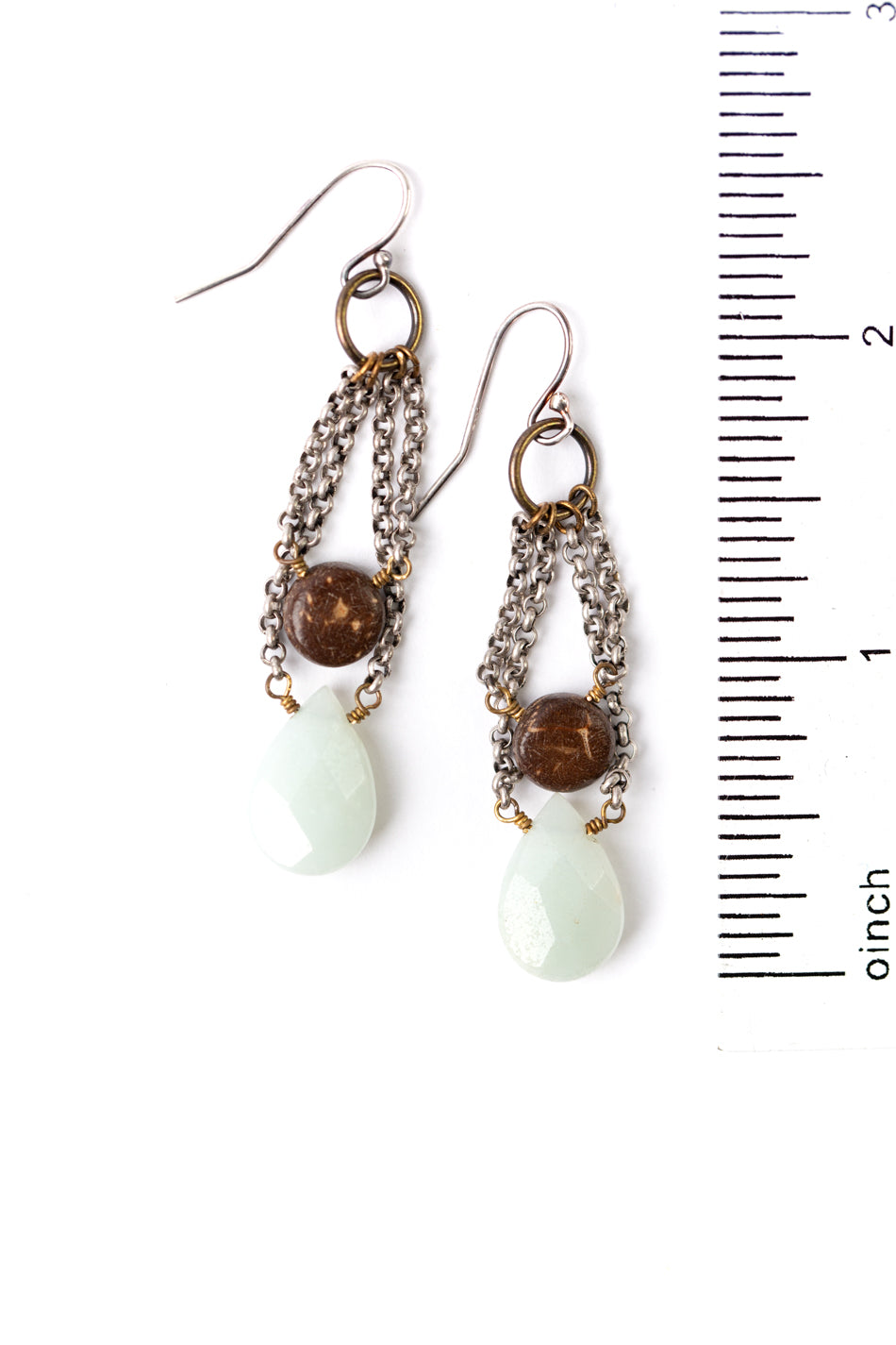 Integrity Amazonite, Wood Dangle Earrings