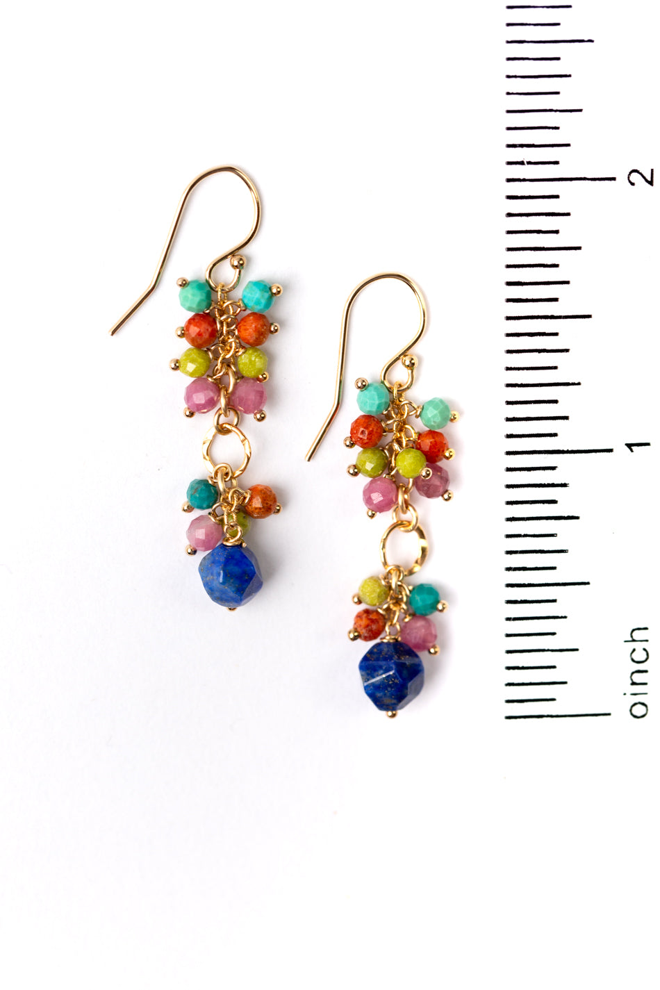 Kaleidoscope Jasper, Coral, Turquoise Cluster Earrings