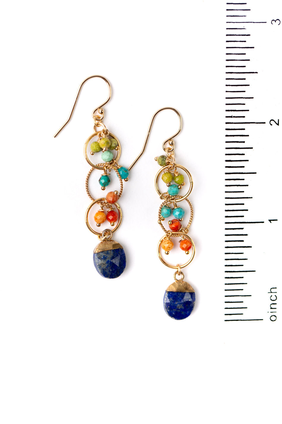 Kaleidoscope Turquoise, Coral, Jade Statement Earrings