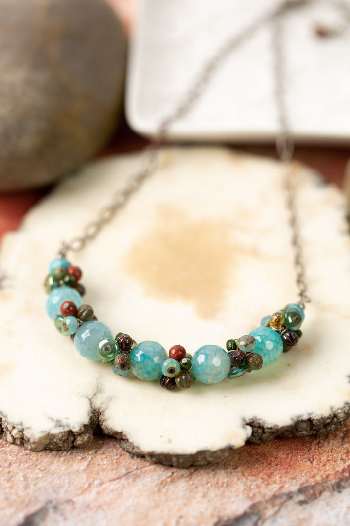 Lakeside 16.5-18.5" Agate, Jasper, Turquoise Cluster Necklace