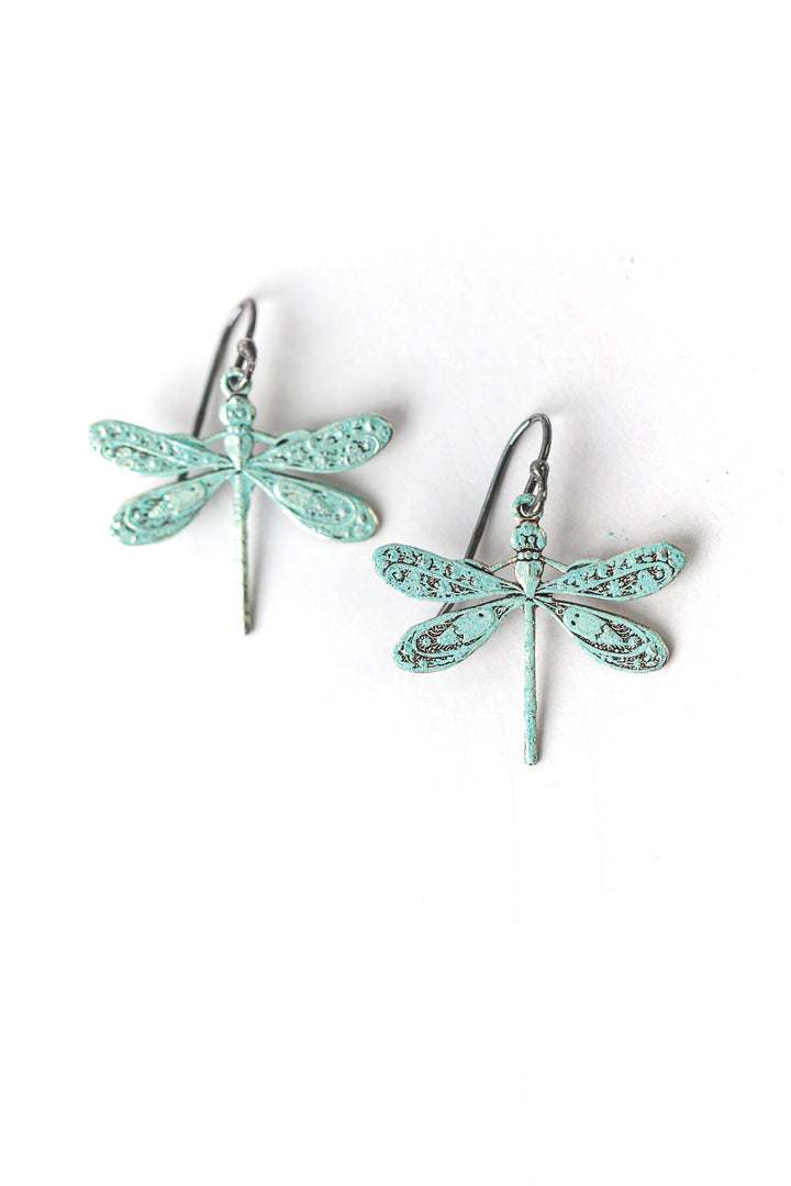 Lakeside Patina Dragonfly Dangle Earrings