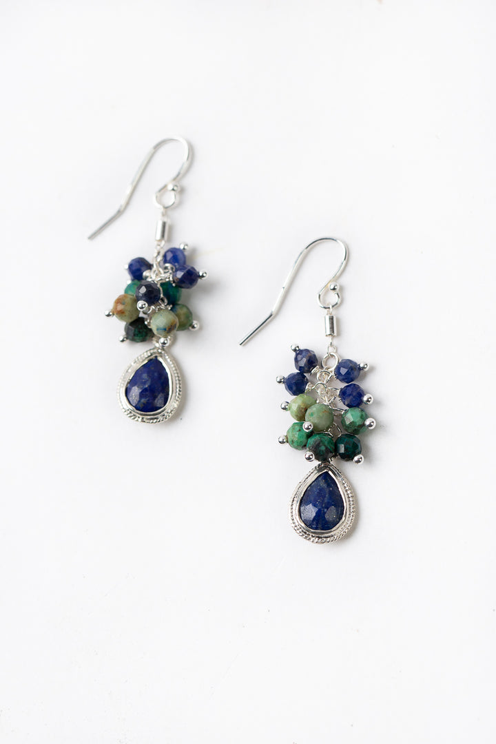 Limited Edition Chrysocolla With Lapis Cluster Earrings