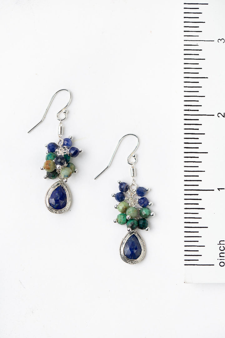 Limited Edition Chrysocolla With Lapis Cluster Earrings
