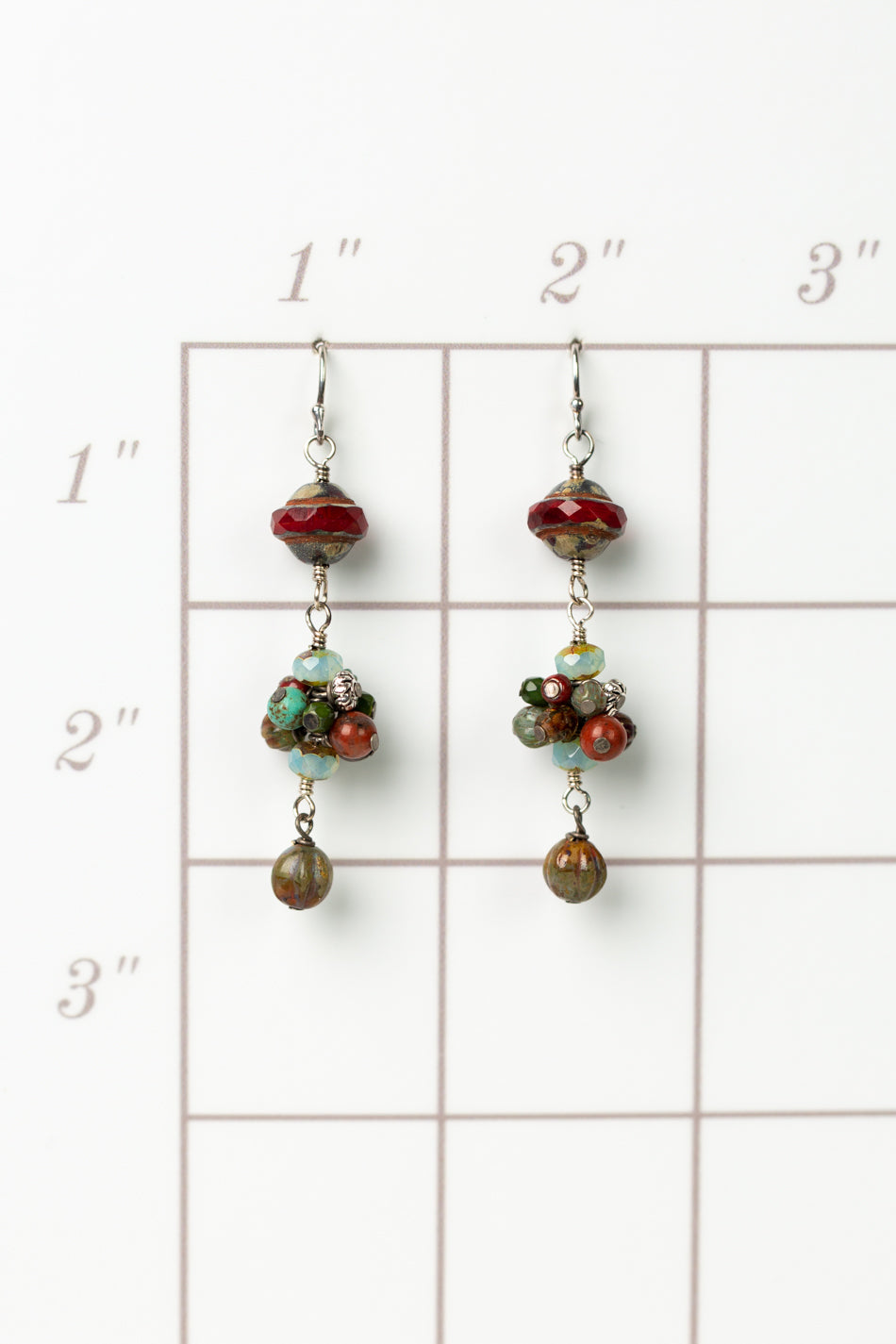 Lakeside Czech Glass, Chalk Turquoise Dangle Earrings
