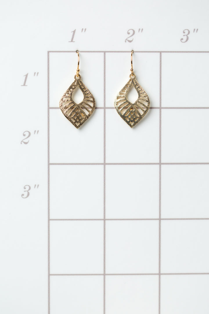 Brushed Gold Radial Diamond Earrings