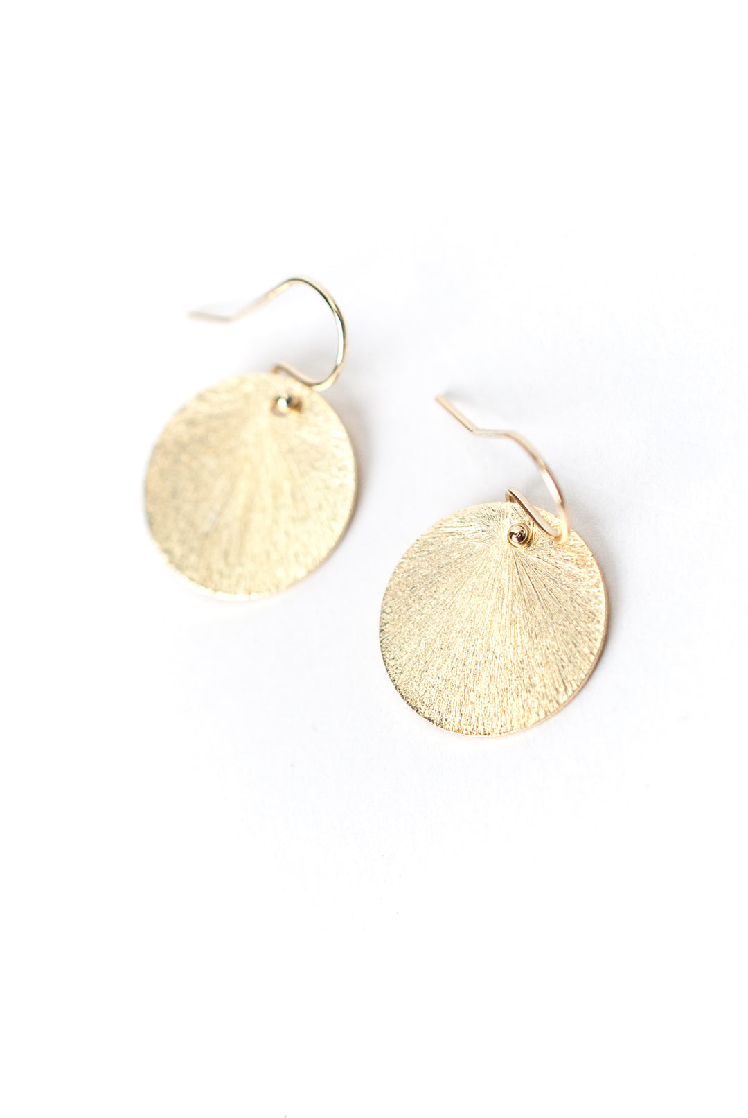 Brushed Gold Dainty Disk Earrings