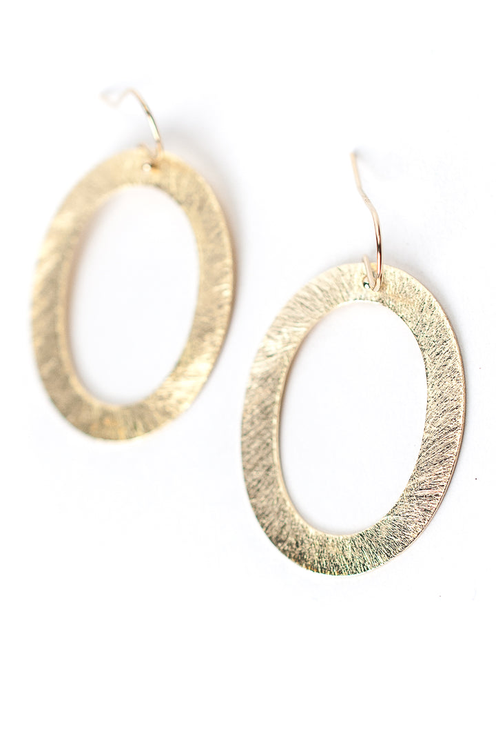 Brushed Gold Oval Earrings
