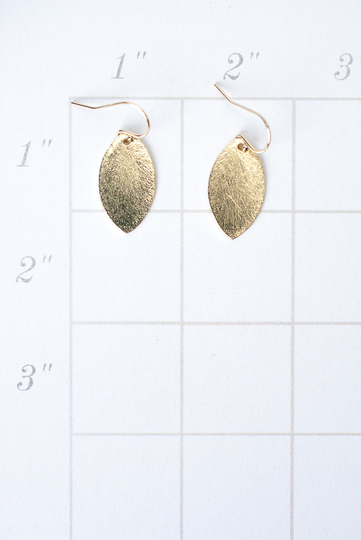 Brushed Gold Simple Leaf Earrings