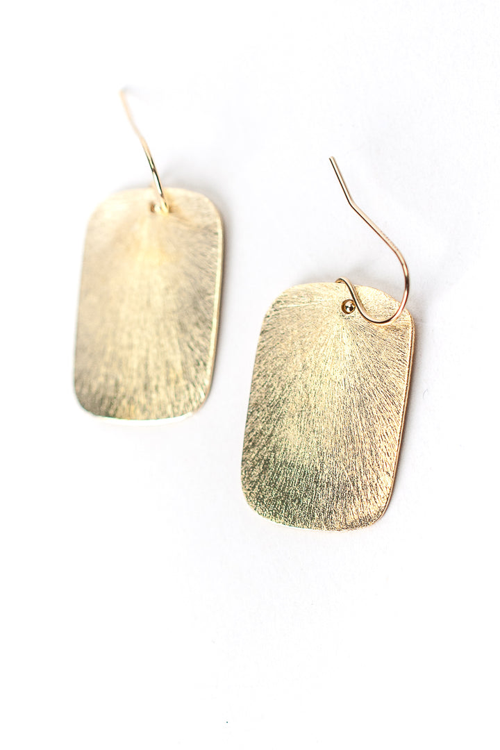 Brushed Gold Solid Rectangle Earrings