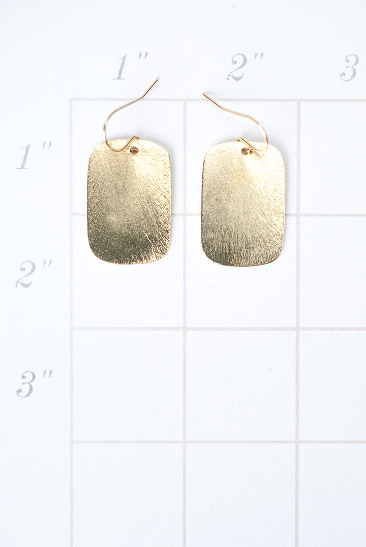 Brushed Gold Solid Rectangle Earrings