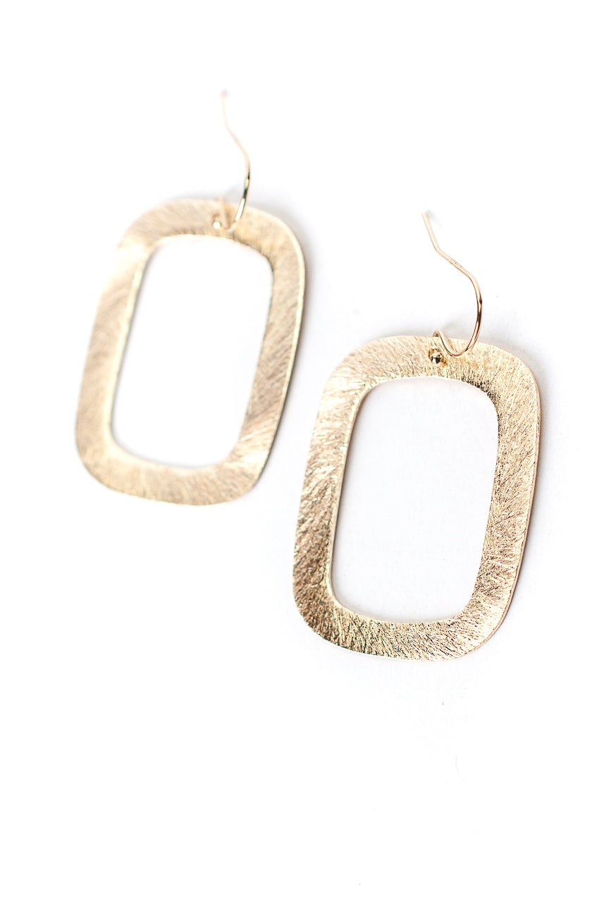 Brushed Gold Rectangle Earrings