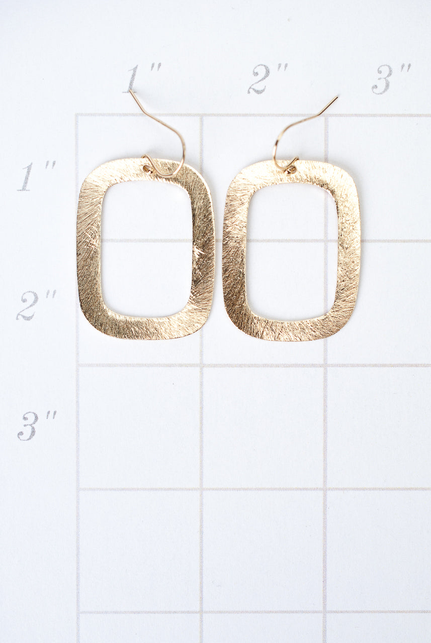 Brushed Gold Rectangle Earrings