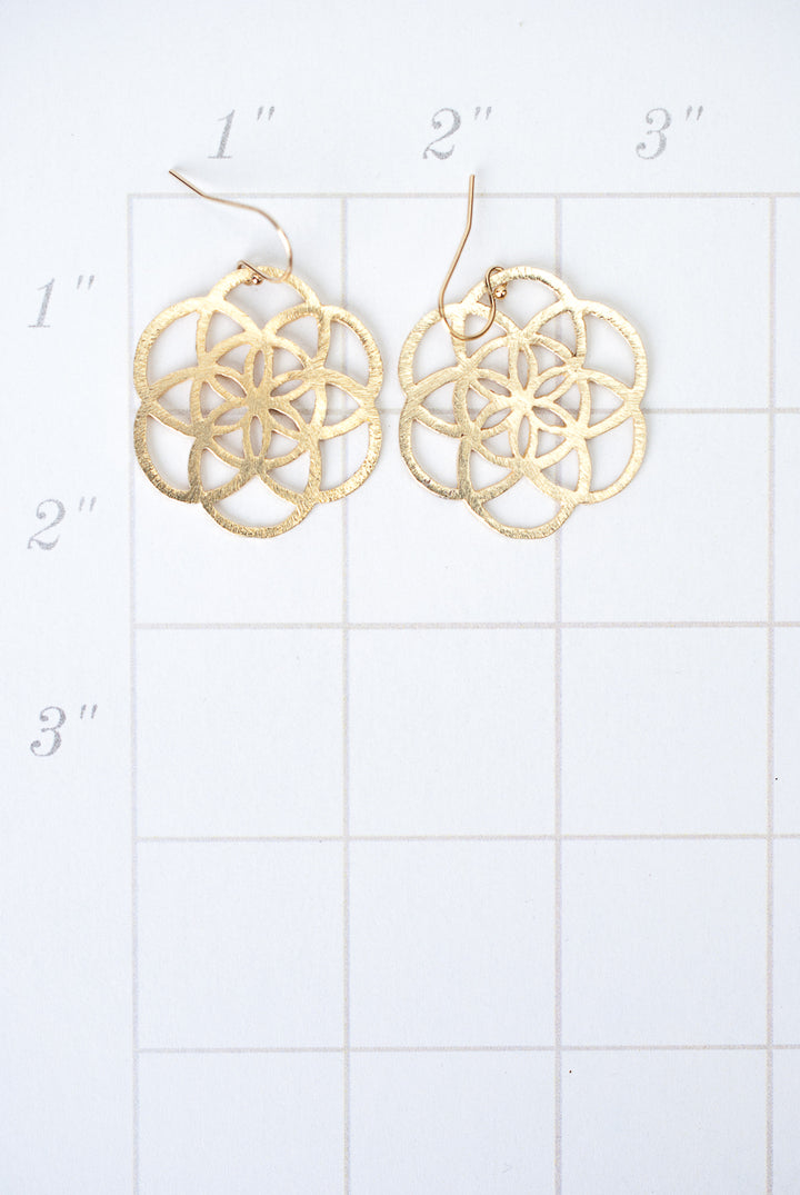 Brushed Gold Seed Of Life Sacred Geometry Earrings