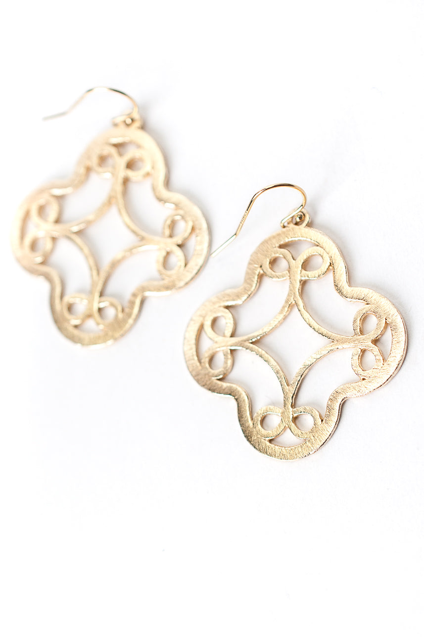 Brushed Gold Celtic Clover Earrings