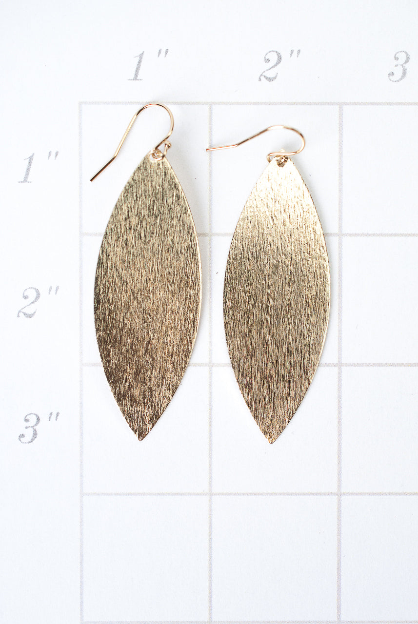 Brushed Gold Pointed Oval Earrings