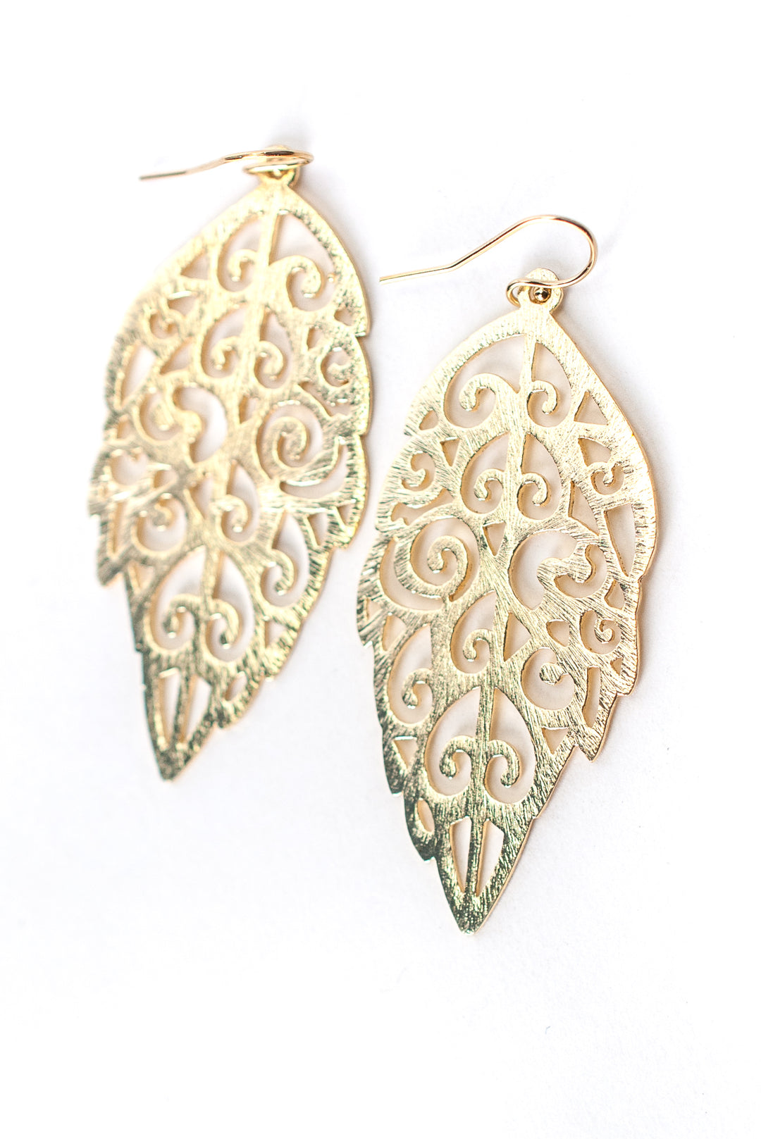 Brushed Gold Feather Earrings