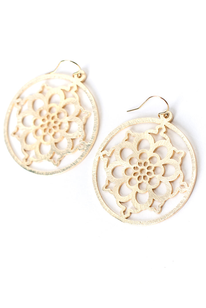 Brushed Gold Tudor Rose Earrings