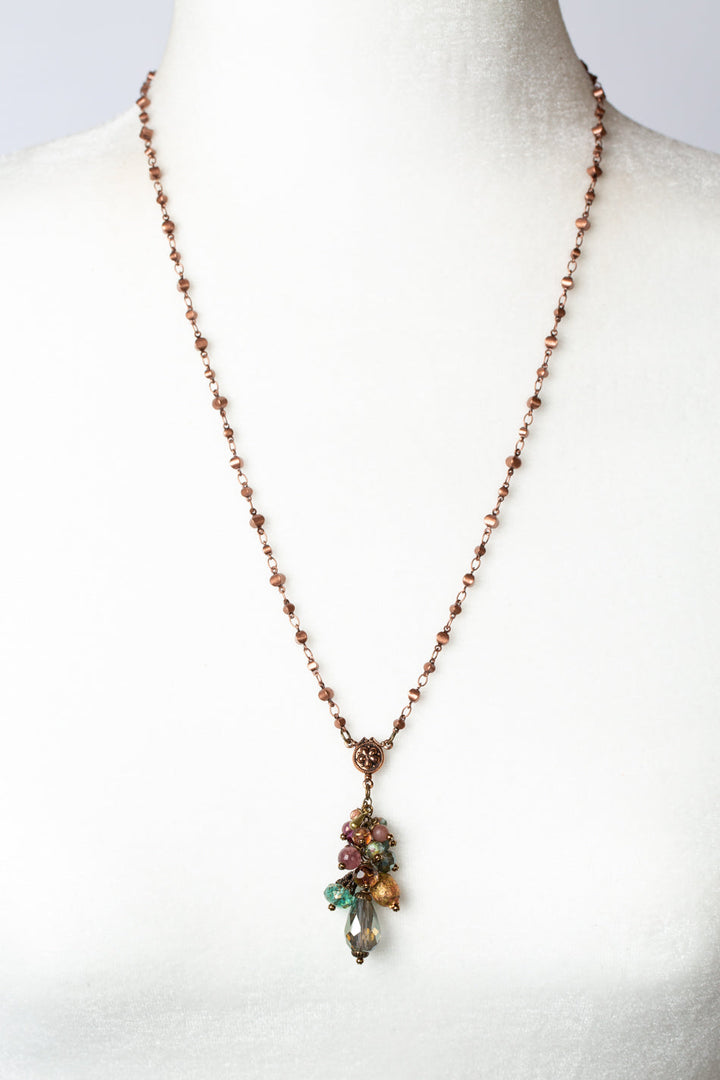Mauve Mix 24-26" Czech Glass, Crystal, Lepidolite Quartz Cluster Necklace (limited)