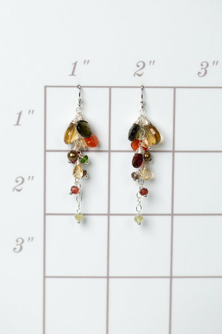 One Of A Kind Garnet, Carnelian Cluster Earrings