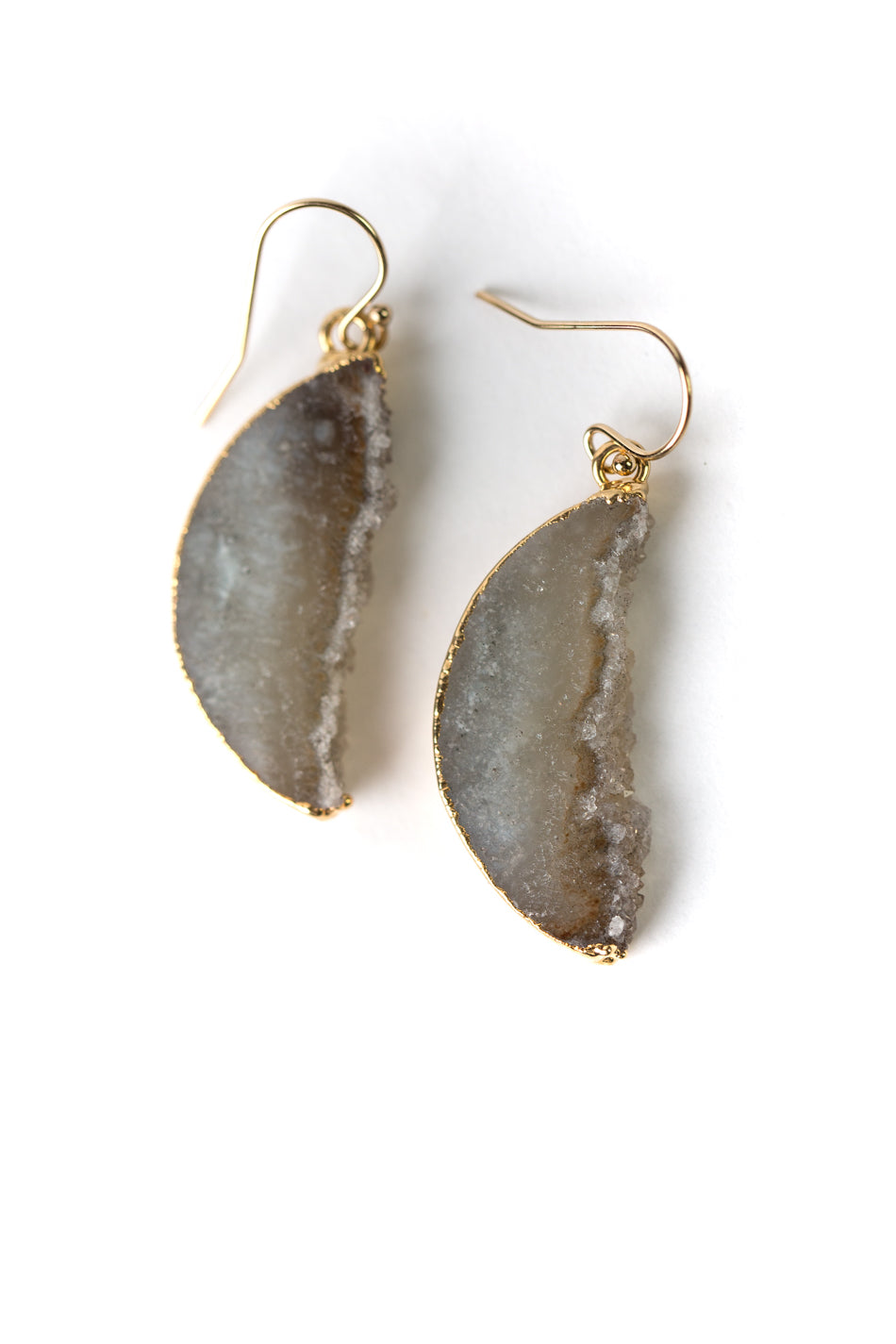 One Of A Kind Mineral Slice Druzy Earrings
