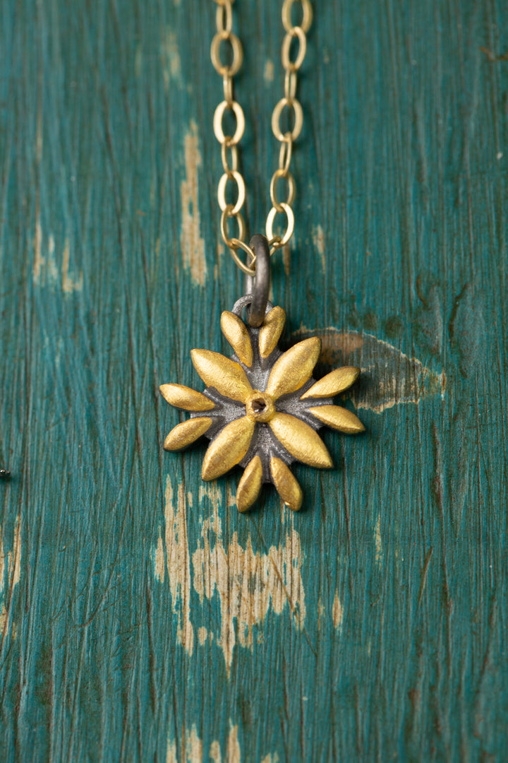 One Of A Kind 16-18" Flower Pendant With Diamond Simple Necklace