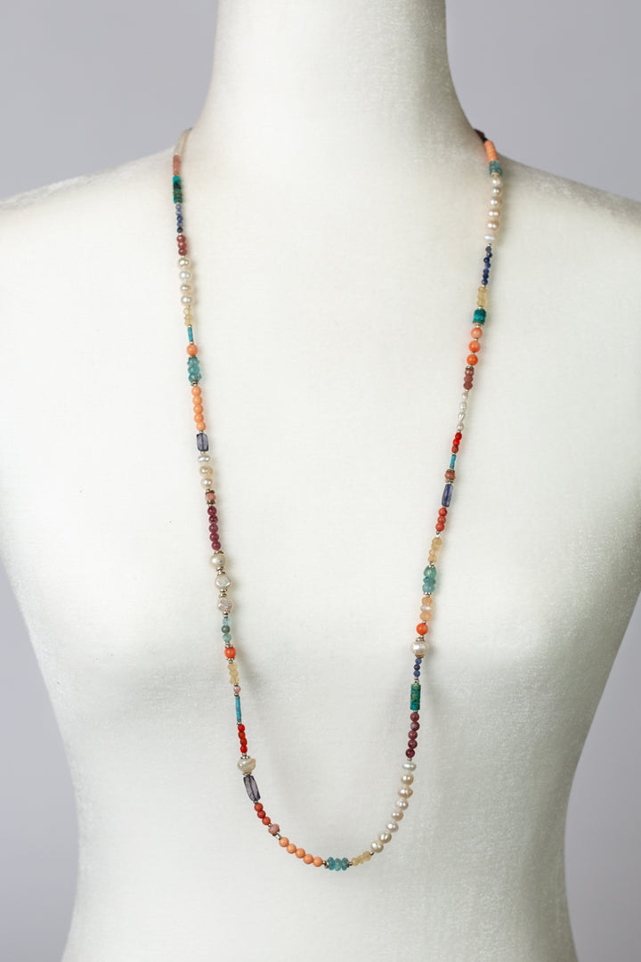 One Of A Kind 36-38" Apatite, Citrine, Sodalite Collage Necklace