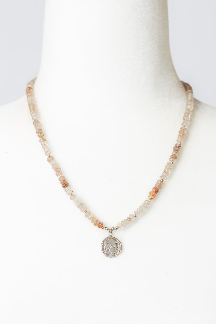 One Of A Kind 18-22" Copper, Rutilated Quartz, Fine Silver with Silver Coin Simple Necklace