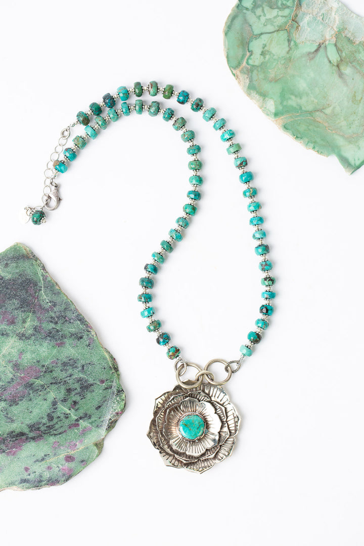 One Of A Kind 21.25-23.25" Natural Turquoise With Tibetan Turquoise Statement Necklace