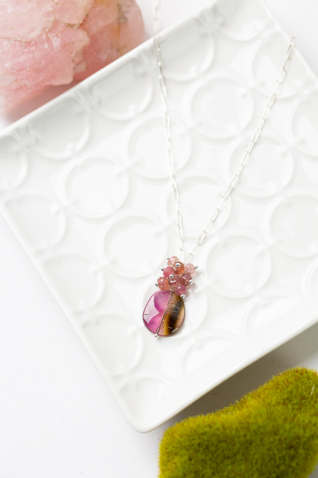 One Of A Kind 16.5-18.5" Tourmaline With Watermelon Tourmaline Simple Necklace