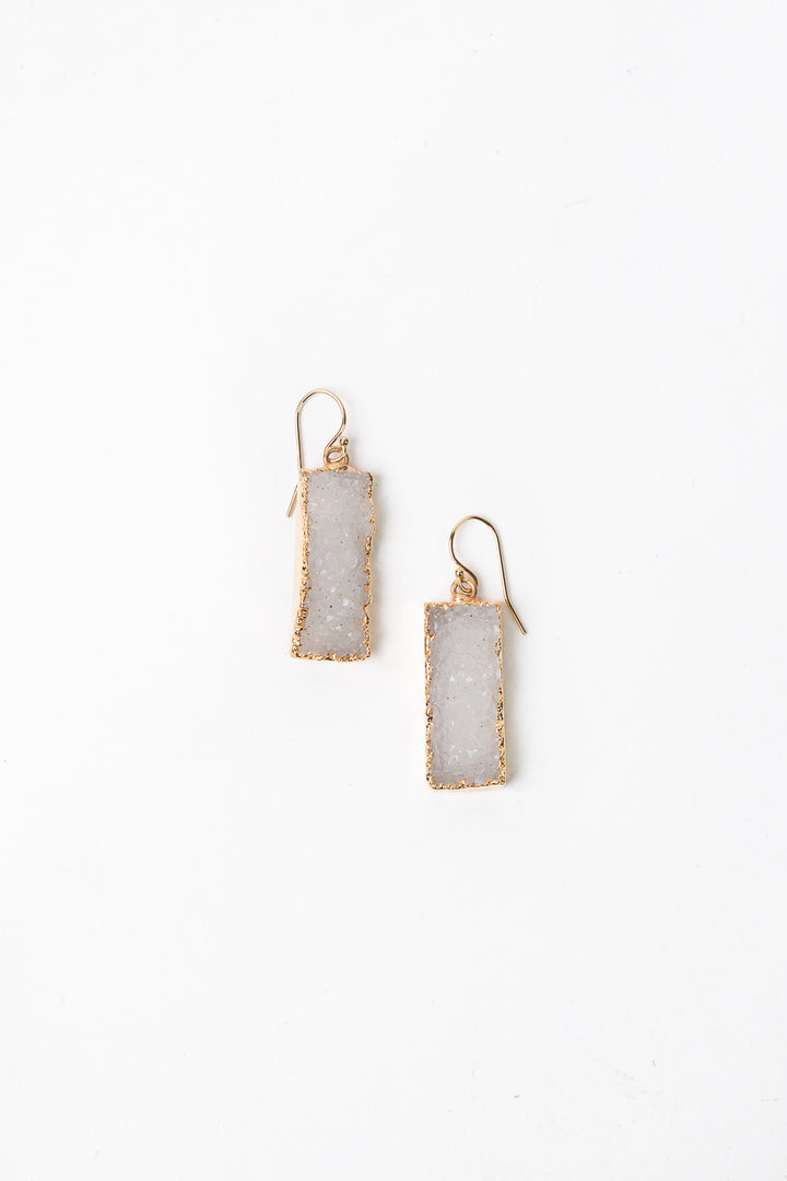 One Of A Kind Gold With Druzy Statement Earrings
