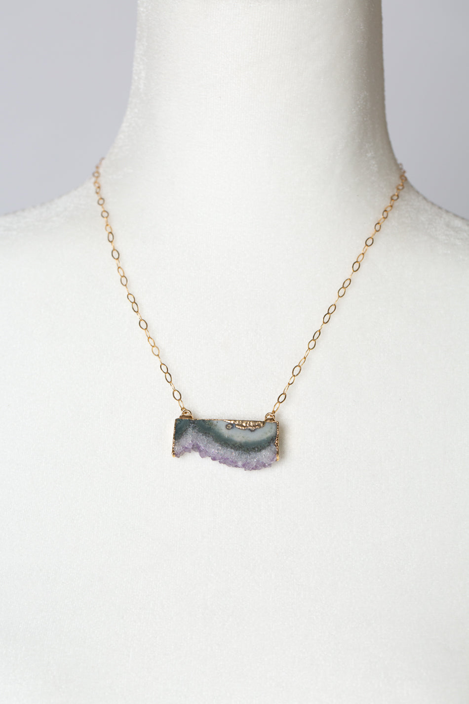 One Of A Kind 17-19" Mineral Slice Simple Necklace