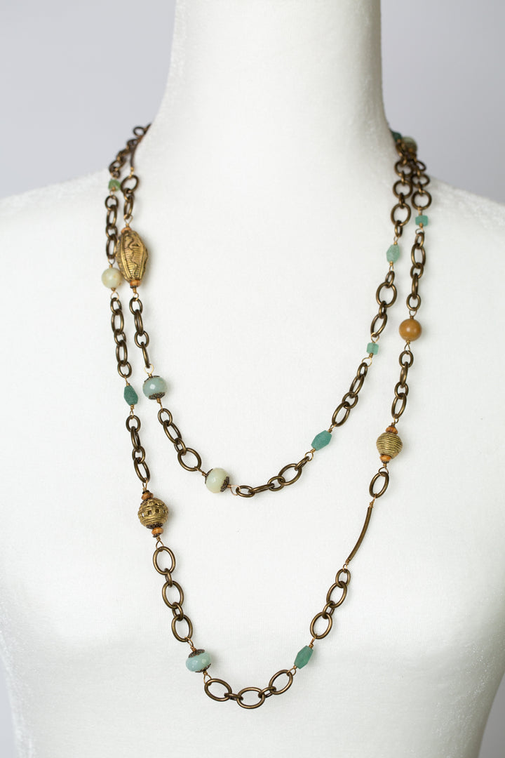 One Of A Kind 58-60" Roman Glass And Handmade African Beads Collage Necklace