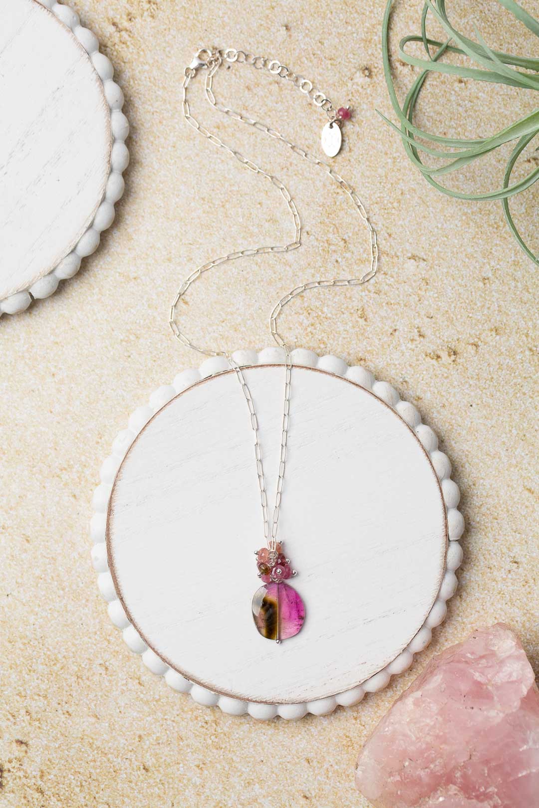 One Of A Kind 16.5-18.5" Watermelon Tourmaline Simple Necklace