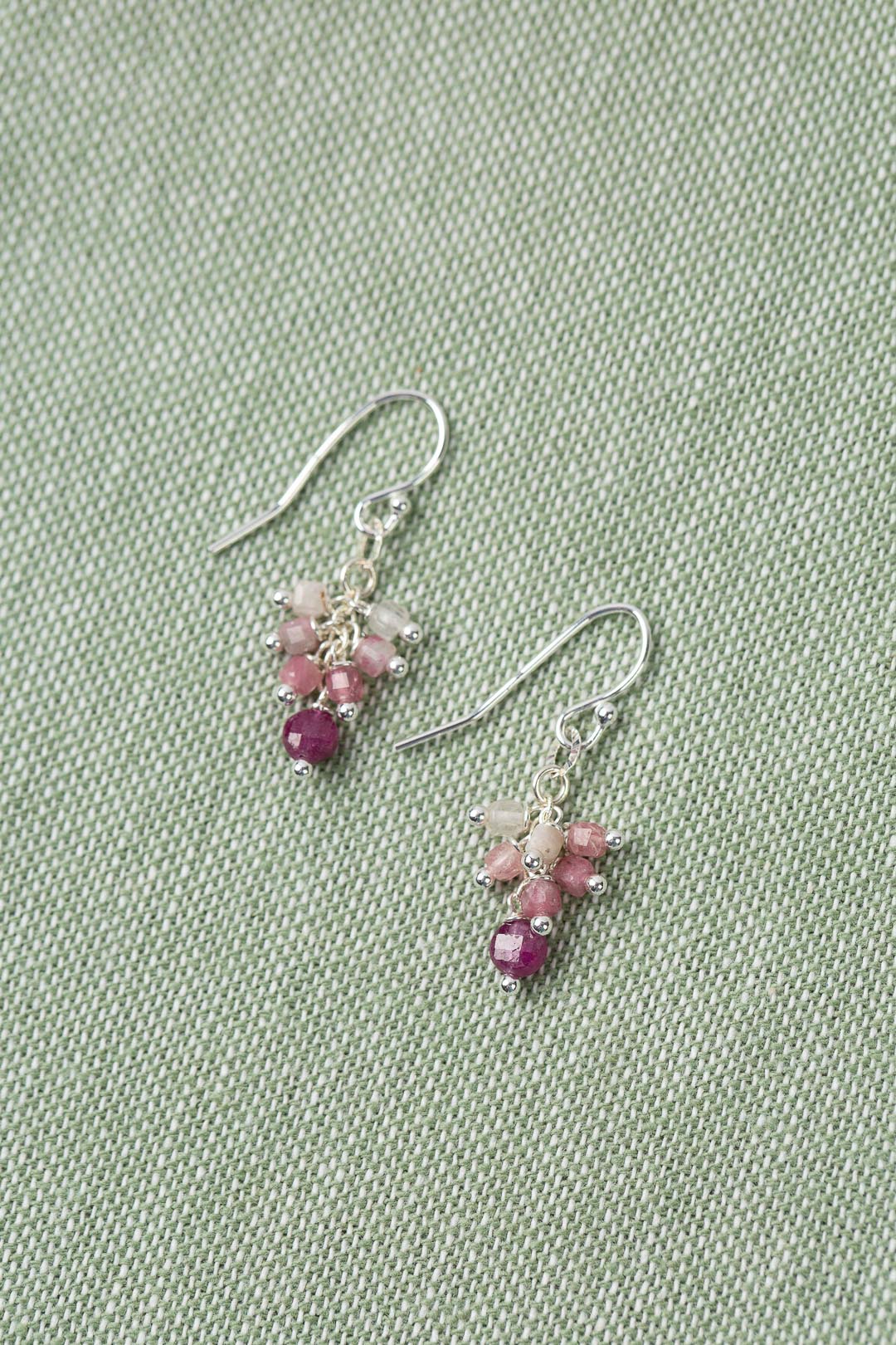 Orchid Ruby, Tourmaline Cluster Earrings