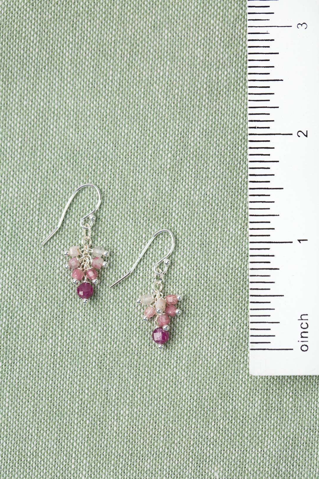 Orchid Ruby, Tourmaline Cluster Earrings