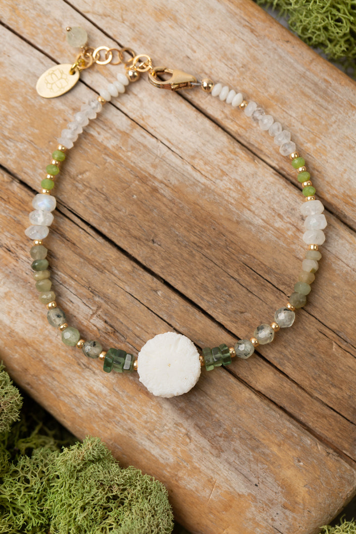 Purity 7.5-8.5" Organics, Moonstone, Green Tourmaline Simple Bracelet