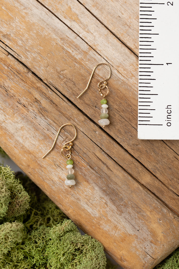 Purity Quartz, Moonstone, Jade Simple Earrings