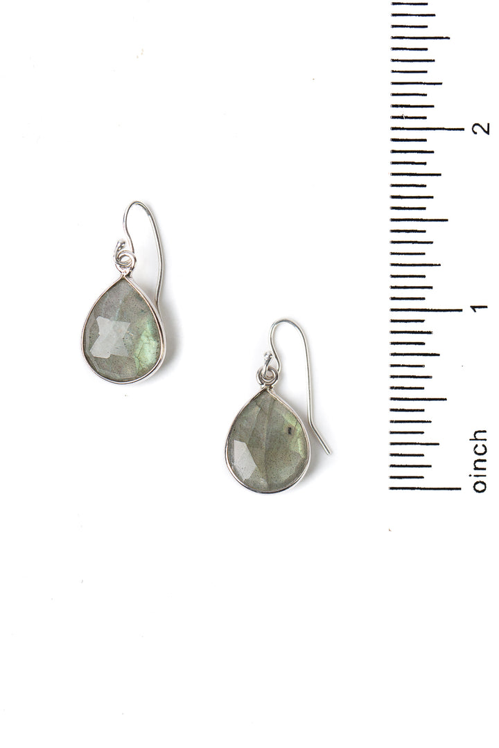 Prism Labradorite Teardrop Bezel Simple Earrings