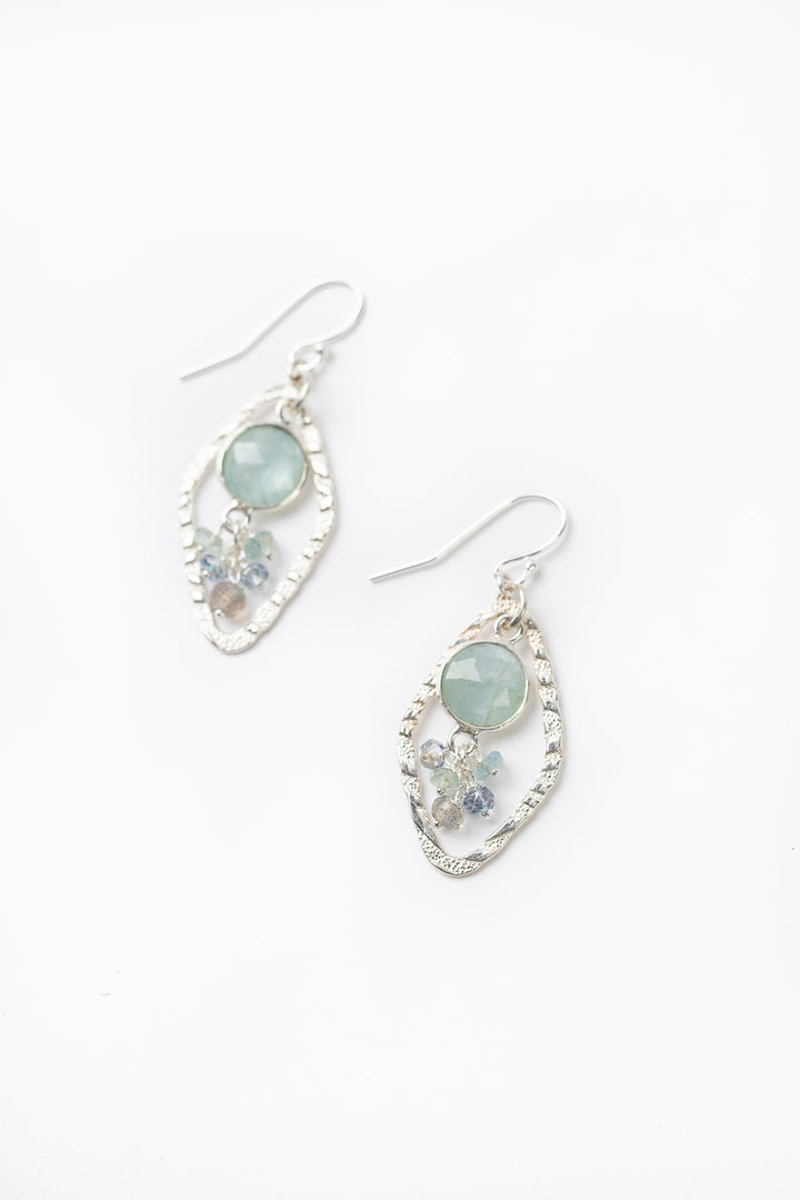 Resilience Labradorite ,Topaz, Green Moss Aquamarine Statement Earrings