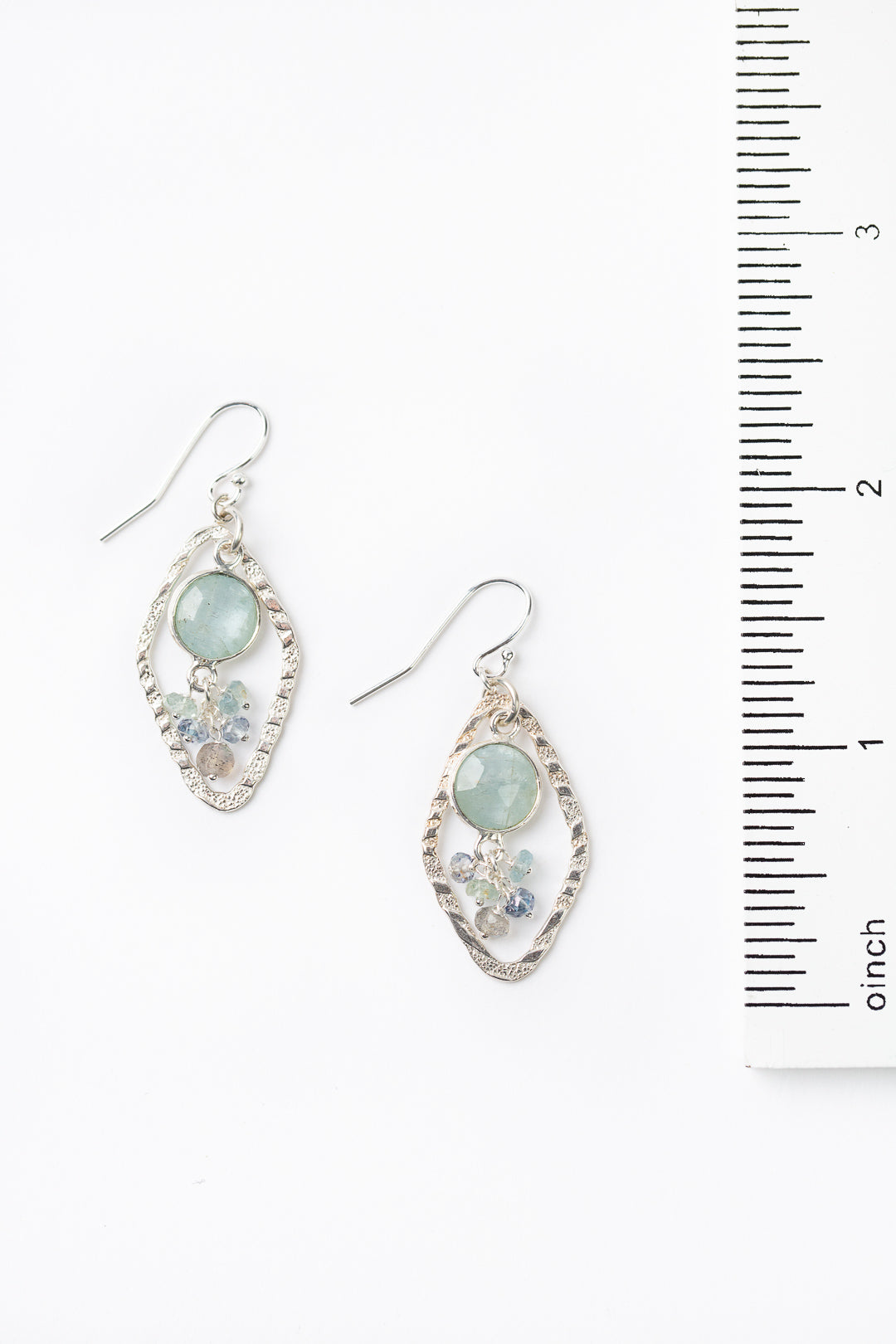 Resilience Labradorite ,Topaz, Green Moss Aquamarine Statement Earrings