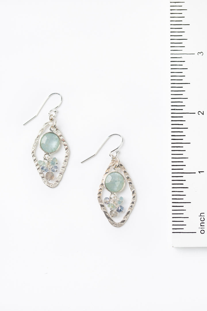 Resilience Labradorite ,Topaz, Green Moss Aquamarine Statement Earrings