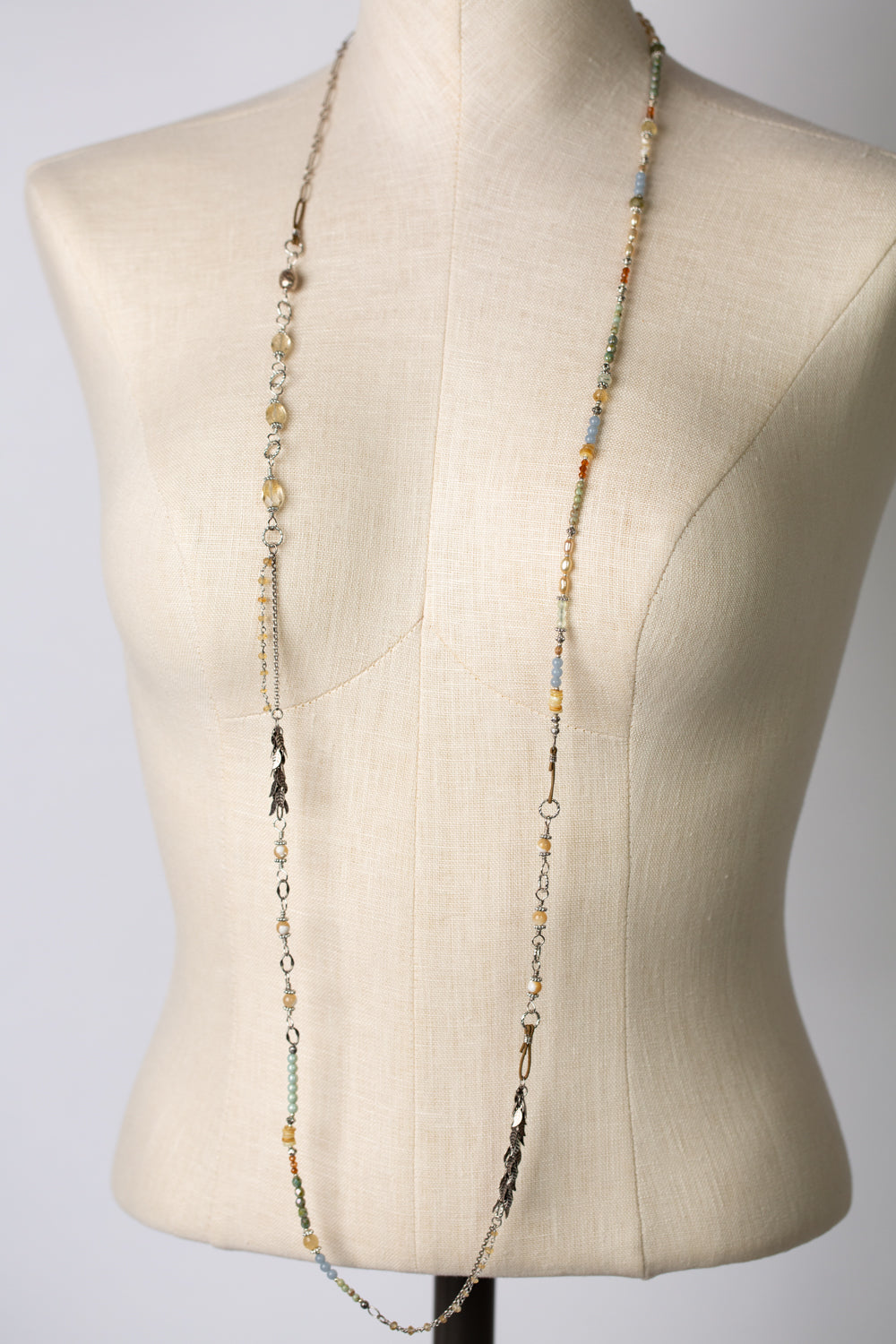 Refresh 53.25-55.25" Czech Glass, Pearl, Citrine Collage Necklace