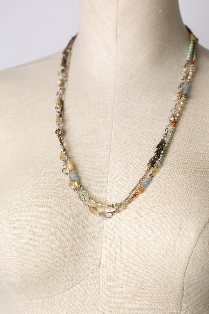 Refresh 53.25-55.25" Czech Glass, Pearl, Citrine Collage Necklace
