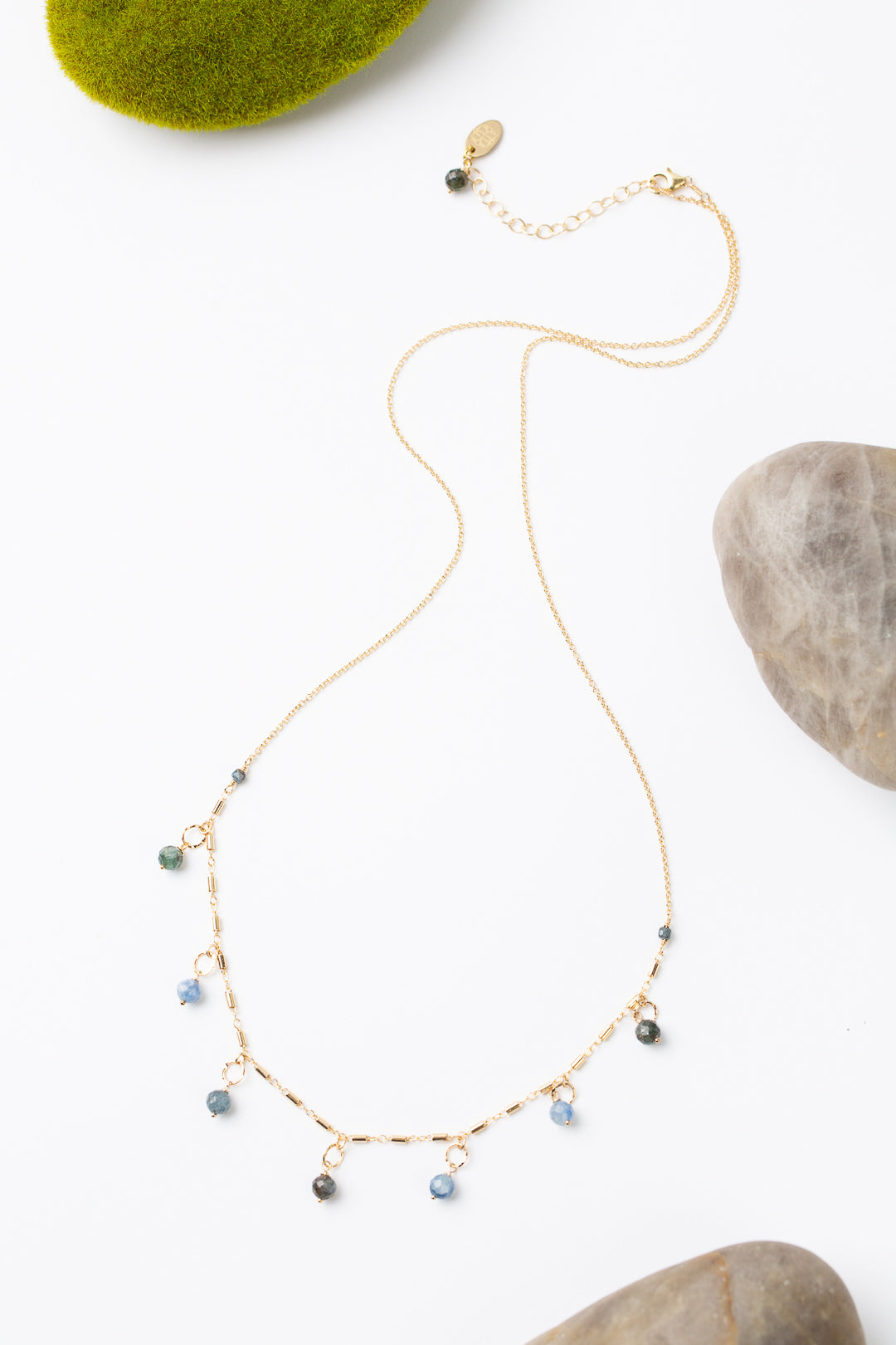 Ripple 24-26" with Kyanite, Gold Simple Necklace
