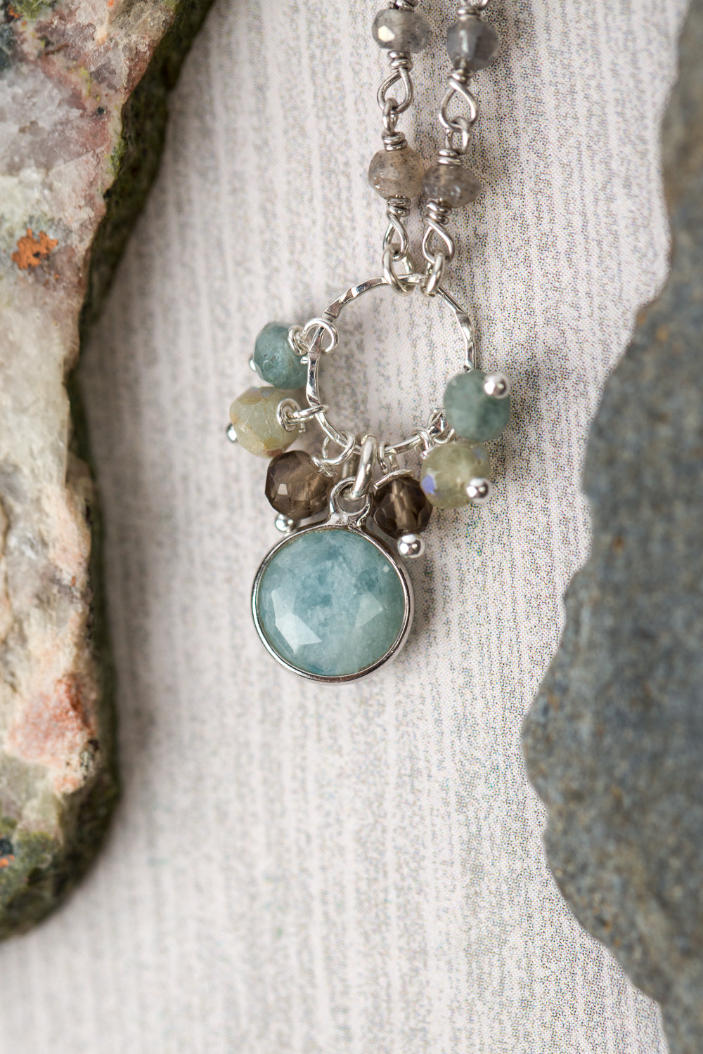 Resilience 14-16" Labradorite, Smoky Quartz, Aquamarine Cluster Focal Necklace